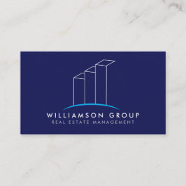 Real Anwesen, Architekt, Gebäude Logo auf blau Visitenkarte