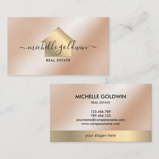 Real Anwesen Beruflich Modernes Script House Busin Visitenkarte (Vorne/Hinten)