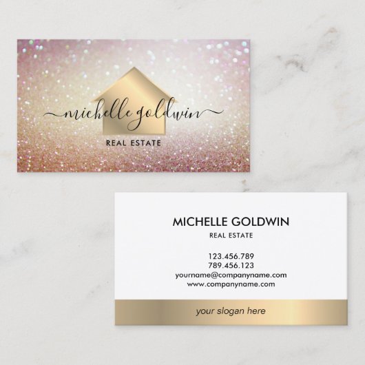 Real Anwesen Beruflich Modernes Script House Busin Visitenkarte (Vorne/Hinten)