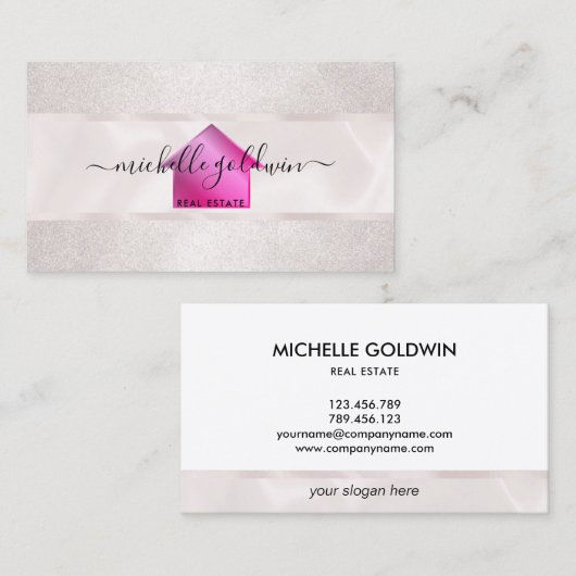 Real Anwesen Beruflich Modernes Script House Busin Visitenkarte (Vorne/Hinten)