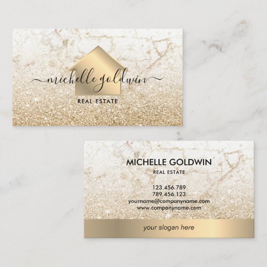 Real Anwesen Beruflich Modernes Script House Busin Visitenkarte (Vorne/Hinten)