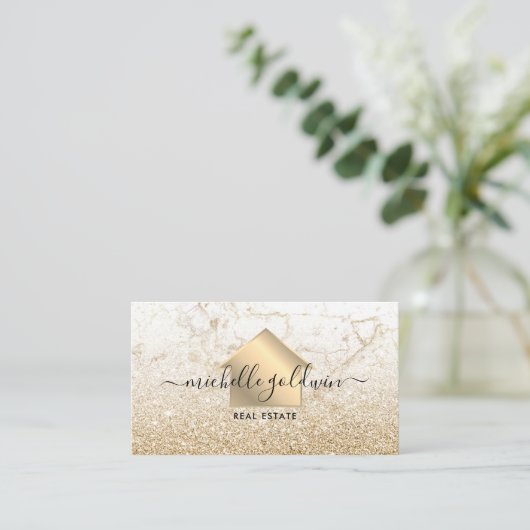 Real Anwesen Beruflich Modernes Script House Busin Visitenkarte (Stehend Vorderseite)