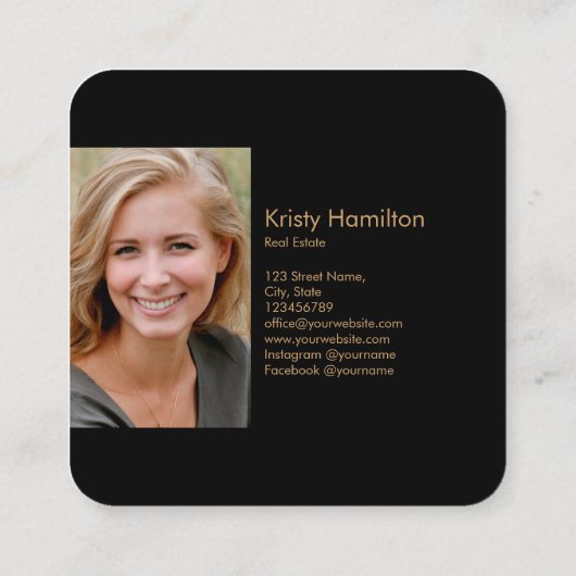 Real Anwesen berufliches Haus Immobilie Foto hinzu Quadratische Visitenkarte (Rückseite)