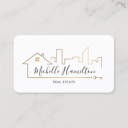 Real Anwesen berufliches Haus Immobilien Gold Foto Visitenkarte (Vorderseite)