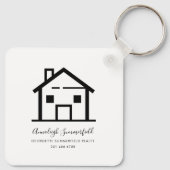 Real Anwesen Black and White Werbefläche Schlüsselanhänger (Rückseite)