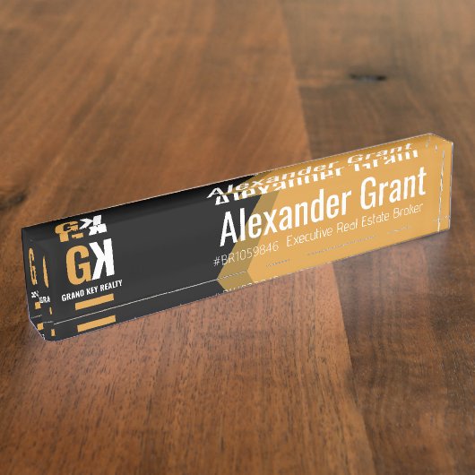 Real Anwesen Black & Gold Realtor Namensplakette (Seite)