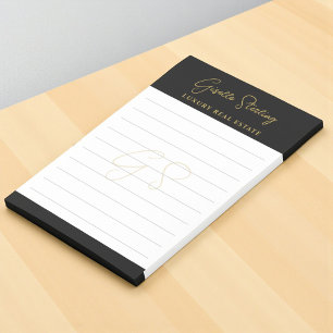 Real Anwesen Black Gold Script Luxus Beruflich Post-it Klebezettel