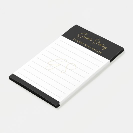 Real Anwesen Black Gold Script Luxus Beruflich Post-it Klebezettel (angewinkelt)