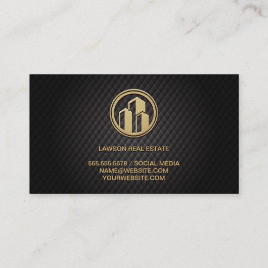 Real Anwesen | Black Tiling | Goldenes Symbol Terminkarte (Vorderseite)