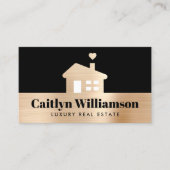 Real Anwesen Broker Agent Black Gold Modernes Haus Visitenkarte (Vorderseite)