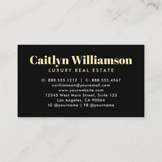 Real Anwesen Broker Agent Modernes Black Gold Hous Visitenkarte (Rückseite)