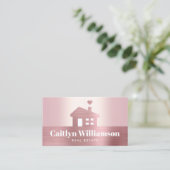 Real Anwesen Broker Agent Modernes Haus Rosen Rosa Visitenkarte (Stehend Vorderseite)