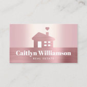 Real Anwesen Broker Agent Modernes Haus Rosen Rosa Visitenkarte (Vorderseite)
