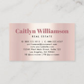 Real Anwesen Broker House Pink Rose Gold Glitzer Visitenkarte (Rückseite)