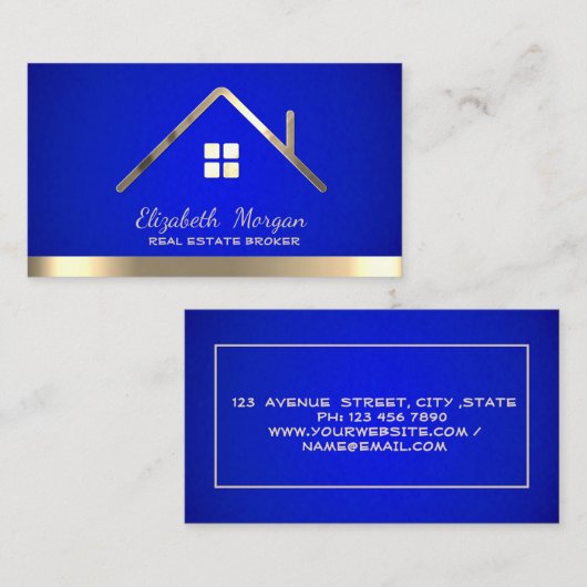 Real Anwesen Broker House Roof Blue Visitenkarte (Vorne/Hinten)