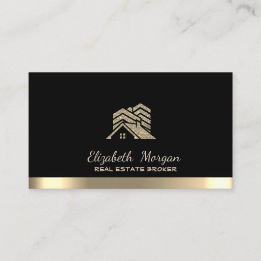 Real Anwesen Broker House Roof Gebäude Black Visitenkarte (Vorderseite)