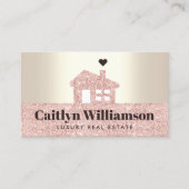 Real Anwesen Broker Modern Pink Glitzer House Gold Visitenkarte (Vorderseite)