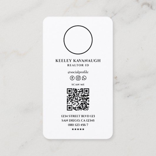 Real Anwesen Broker Realtor Foto Modern White Visitenkarte (Rückseite)