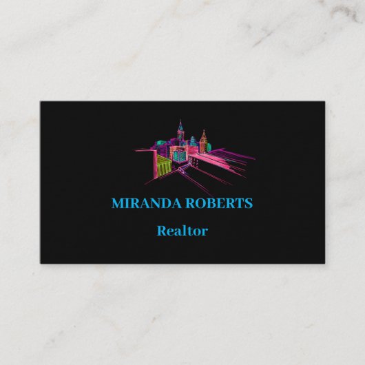 Real Anwesen Business Card Schwarz und Rosa für Re Visitenkarte (Vorderseite)