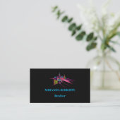 Real Anwesen Business Card Schwarz und Rosa für Re Visitenkarte (Stehend Vorderseite)