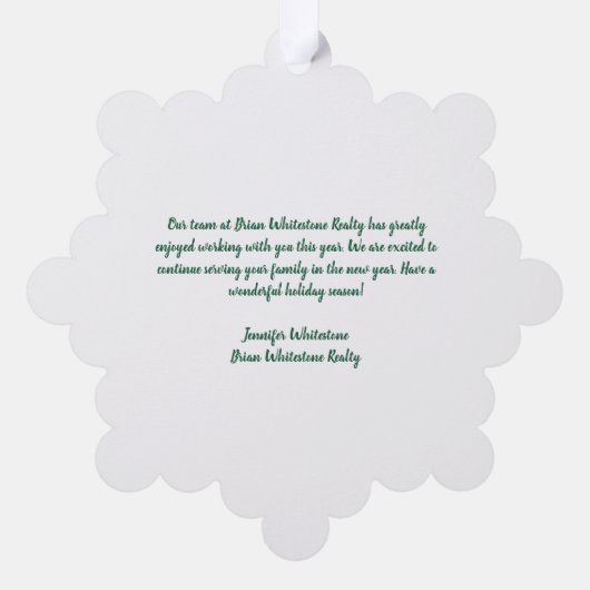 Real Anwesen Business Weihnachten Personalisiert Ornament Karte (Rückseite)