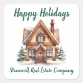 Real Anwesen Business Weihnachten Personalisiert Quadratischer Aufkleber (Vorderseite)