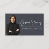 Real Anwesen Charcoal Gray Script Luxus Visitenkarte (Vorderseite)