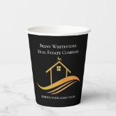 Real Anwesen Chic Black Gold Custom Open House Pappbecher (Rückseite)