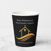 Real Anwesen Chic Black Gold Custom Open House Pappbecher (Vorderseite)