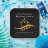 Real Anwesen Chic Black Gold Custom Open House Pappteller (Party)