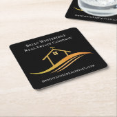 Real Anwesen Chic Black Gold Custom Open House Rechteckiger Pappuntersetzer (angewinkelt)