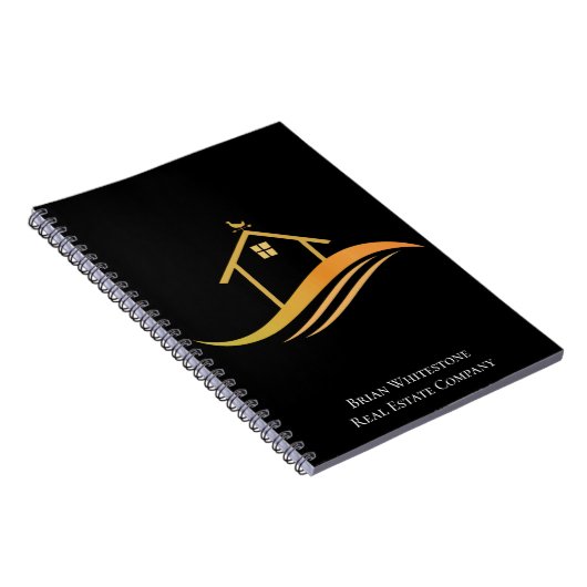 Real Anwesen Chic Black Gold House Custom Realtor Notizblock (Rechte Seite)