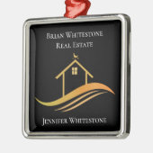 Real Anwesen Chic Black Gold House Custom Realtor Ornament Aus Metall (Links)