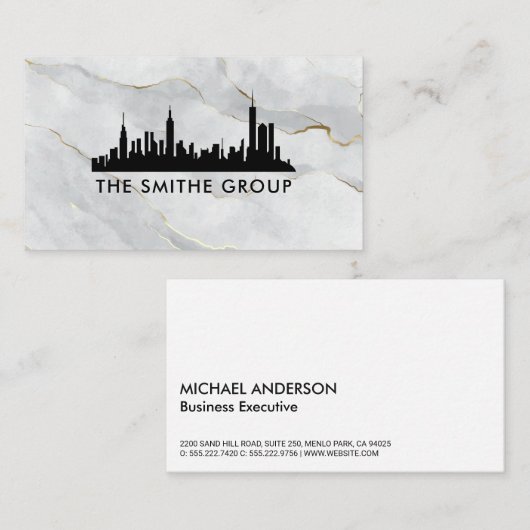 Real Anwesen City Skyline | Marmor Visitenkarte (Vorne/Hinten)
