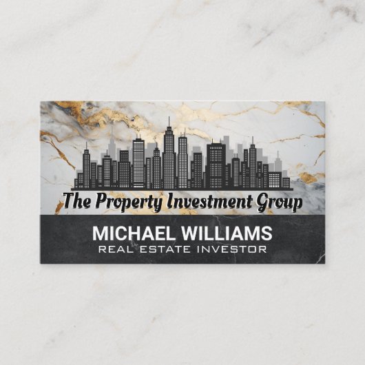 Real Anwesen City Skyline | Marmor Visitenkarte (Vorderseite)