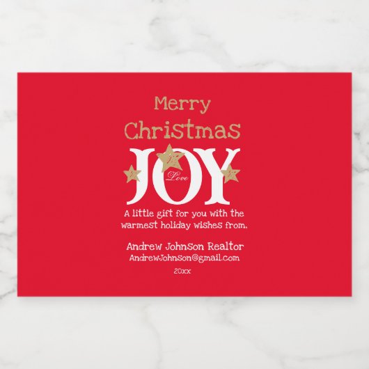 Real Anwesen Client Weihnachtsgeschenk Niedlich Re Alkoholflaschenetikett (Einzelnes Label)