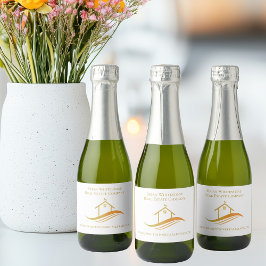 Real Anwesen Company Chic Custom Gold House Mini Schaumweinetikett