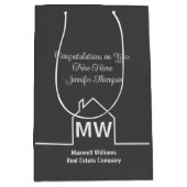Real Anwesen Company Chic Gray Custom Housewarming Mittlere Geschenktüte (Vorderseite)