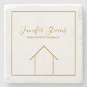 Real Anwesen Company Custom Chic Realtor Geschenk Steinuntersetzer (Vorderseite)