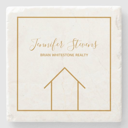 Real Anwesen Company Custom Chic Realtor Geschenk Steinuntersetzer (Vorderseite)