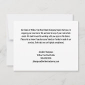 Real Anwesen Company Custom Happy Zuhause Annivers Karte (Rückseite)