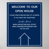 Real Anwesen Company Custom Navy Blue Open House Poster (Vorne)