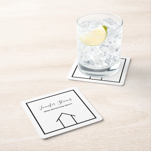 Real Anwesen Company Custom Open House Marketing Rechteckiger Pappuntersetzer (Vor Ort)