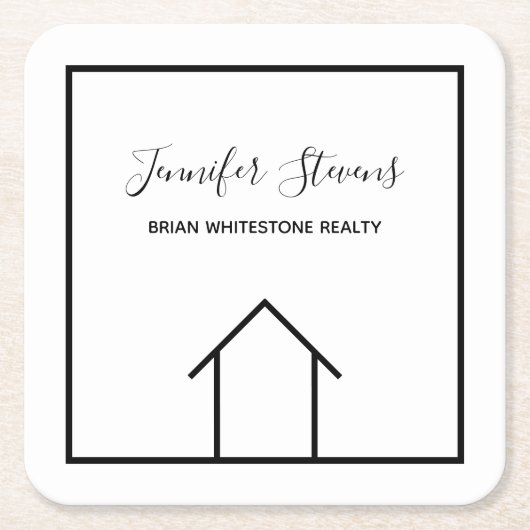 Real Anwesen Company Custom Open House Marketing Rechteckiger Pappuntersetzer (Vorderseite)
