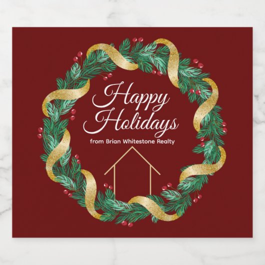 Real Anwesen Company Elegante Custom Weihnachten P Schaumweinetikett (Einzelnes Label)