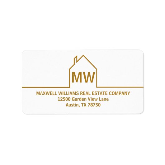 Real Anwesen Company Gold House Rücksendeadresse Adressaufkleber (Vorne)