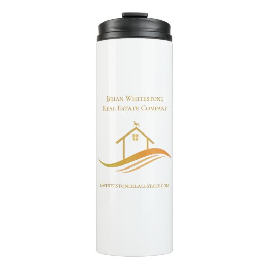 Real Anwesen Company Gold Logo Personalisiert Real Thermosbecher (Vorderseite)