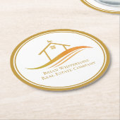 Real Anwesen Company Gold Open House individuell a Runder Pappuntersetzer (Angewinkelt)