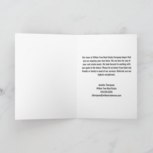 Real Anwesen Company Marketing Custom Chic Realtor Karte (Innenseite)