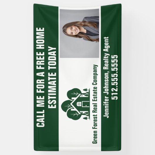 Real Anwesen Company Marketing Green Forest Zuhaus Banner (Vertikal)
